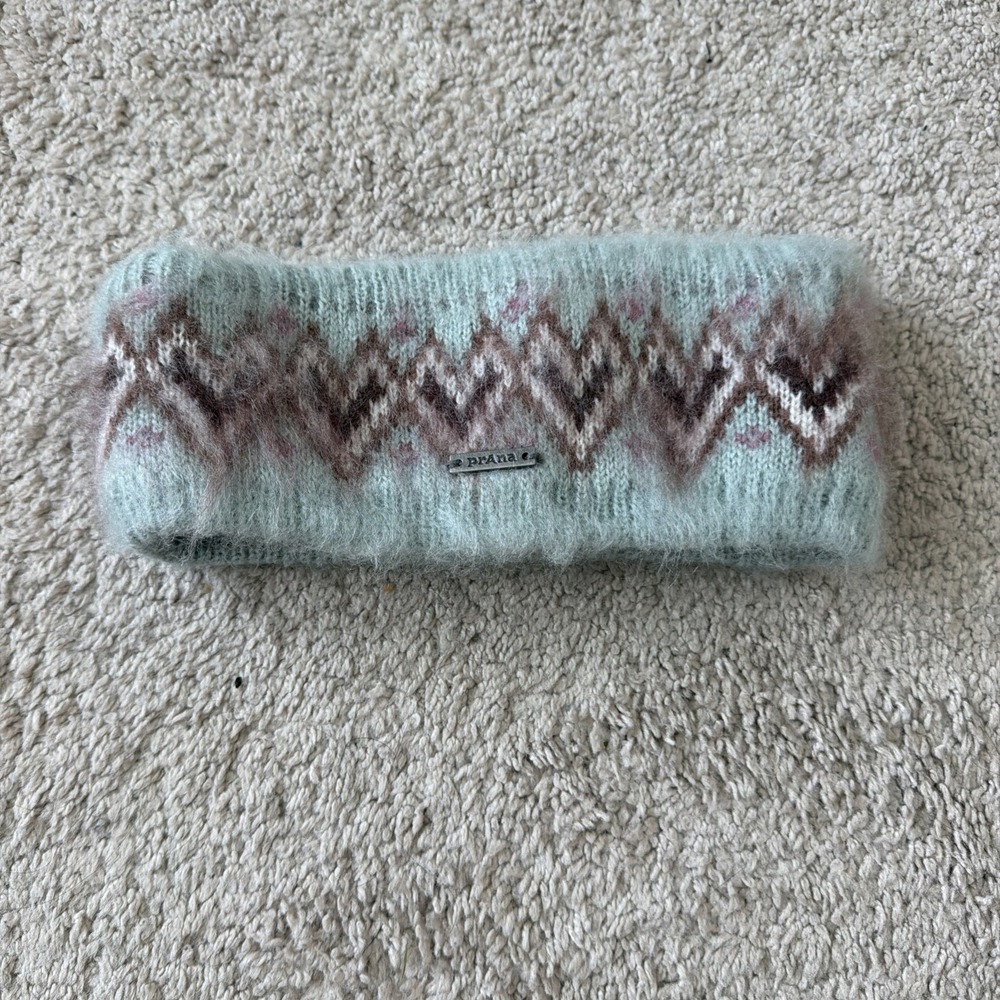 prAna Blue Purple Mint Heart Marin Headband Acrylic/Polyester Winter Warm